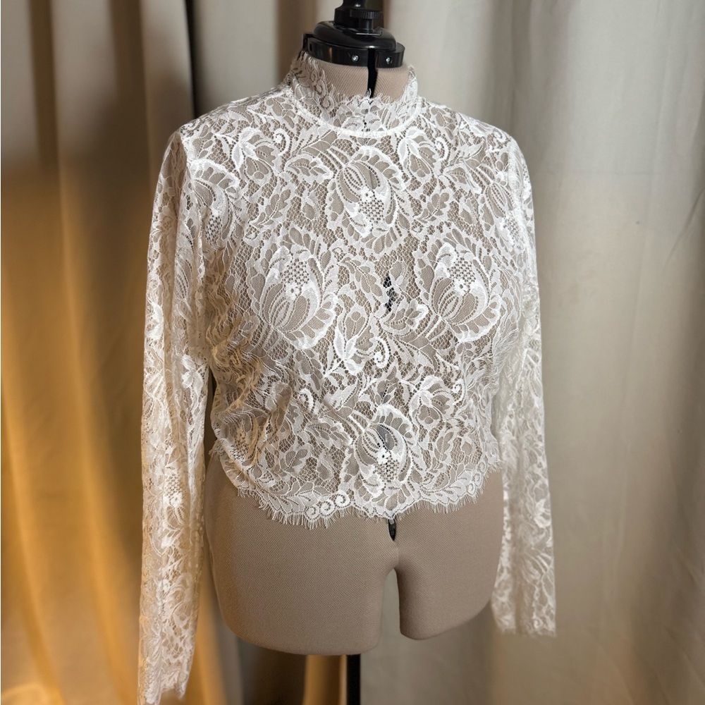 Society James via Anthropologie lace bridal shirt